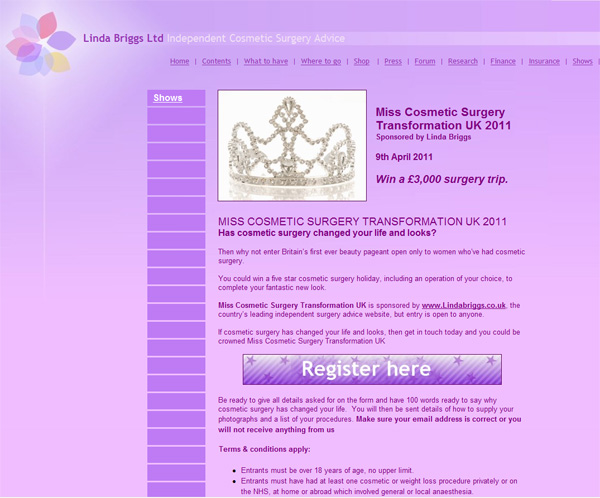 Linda Briggs - Miss Cosmetic Surgery Transformation UK 2011